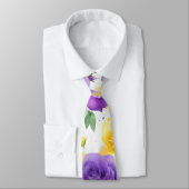 モノグラム水彩紫イエローローズ ネクタイ (タイ)