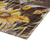 モノグラム水彩黄色ひまわり畑 カッティングボード (角)