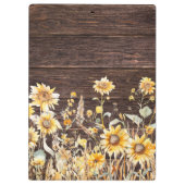 モノグラム水彩黄色ひまわり畑 クリップボード (裏面)