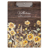 モノグラム水彩黄色ひまわり畑 クリップボード (正面)