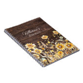 モノグラム水彩黄色ひまわり畑 ノートブック (右側)