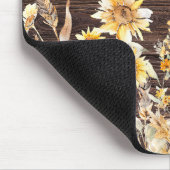 モノグラム水彩黄色ひまわり畑 マウスパッド (コーナー)