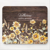 モノグラム水彩黄色ひまわり畑 マウスパッド (正面)