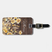 モノグラム水彩黄色ひまわり畑 ラゲッジタグ (正面横)