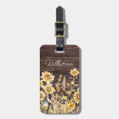 モノグラム水彩黄色ひまわり畑 ラゲッジタグ (正面縦)