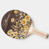 モノグラム水彩黄色ひまわり畑 卓球ラケット (横)