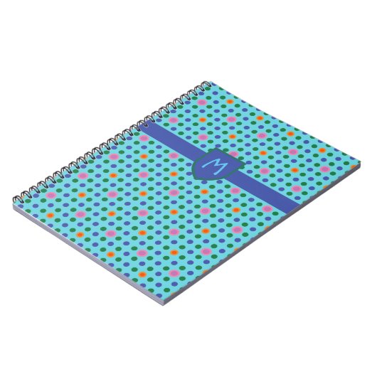 モノグラム水玉模様カスタムノートまたはジョッター ノートブック (左側)