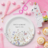 モノグラム水素朴色かわいらし野花畑 ペーパープレート (パーティー)