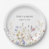 モノグラム水素朴色かわいらし野花畑 ペーパープレート (正面)