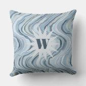 モノグラム水航海の色ブルーストライプグレー波 クッション (裏面)