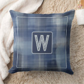 モノグラム水色の格子青ネイビーグレイタータンチェック クッション (ブランケット)