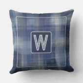 モノグラム水色の格子青ネイビーグレイタータンチェック クッション (裏面)