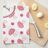 モノグラム水色の赤いキノコ キッチンタオル (四つ折り)