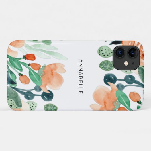 モノグラム水色ガーリーフローラエレガント Case-Mate iPhoneケース (裏面(横))