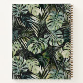 モノグラム水色グリーン熱帯離れパターン ノートブック (裏面)