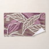 モノグラム水色コーヒーリーフパターンピックボール ハンドタオル (ハンドタオル)