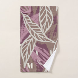 モノグラム水色コーヒーリーフパターンピックボール ハンドタオル