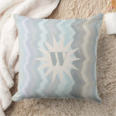 モノグラム水色ストライプティール(緑がかった色)グレ航海のー クッション (ブランケット)