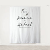 モノグラム水色フローラ結婚の背景 タペストリー (正面)