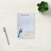 モノグラム水色冬の雪の鳥の青いジェイ ポストイット (オフィス)