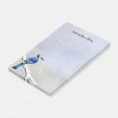 モノグラム水色冬の雪の鳥の青いジェイ ポストイット (アングル)