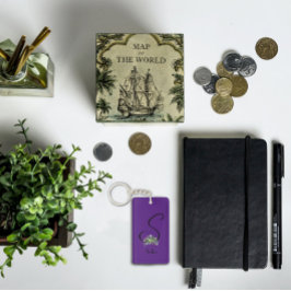 モノグラム水色名パープルアクリルキーチェーン キーホルダー