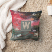 モノグラム水色抽象芸術緑赤色パターン クッション (ブランケット)