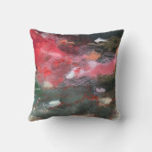 モノグラム水色抽象芸術緑赤色パターン クッション (裏面)