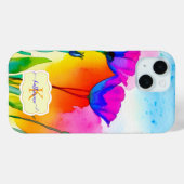 モノグラム水色明るいフローラポピー野花 Case-Mate iPhoneケース (裏面 (横))