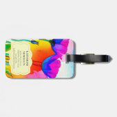 モノグラム水色明るいポピー花フローラ ラゲッジタグ (裏面横)