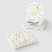 モノグラム水色素朴茶色フローラ植物学 ストーンコースター (横)