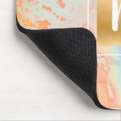 モノグラム水色金ゴールドターコイズオレンジパープル マウスパッド (コーナー)