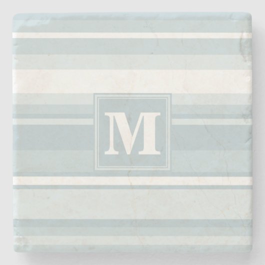 モノグラム氷青ストライプ色 ストーンコースター (正面)