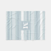 モノグラム氷青ストライプ色 フリースブランケット (正面(横))