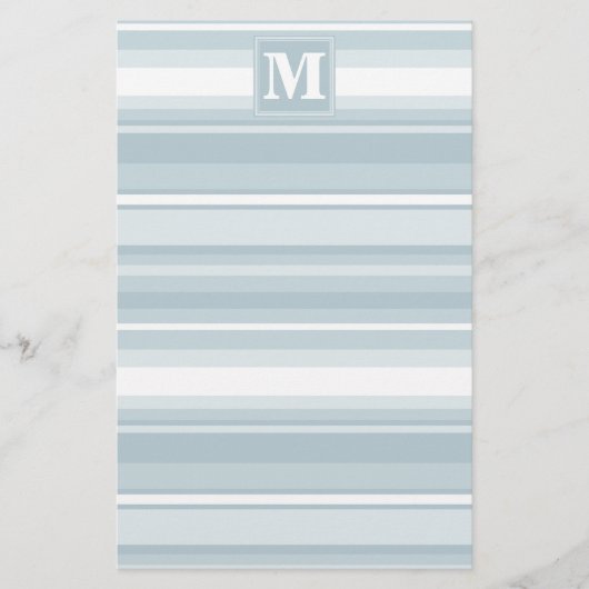 モノグラム氷青ストライプ色 便箋 (正面)
