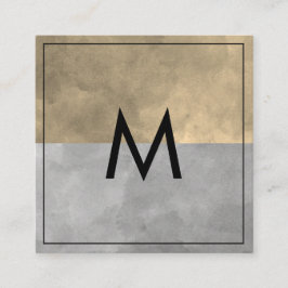 モノグラム洗練されたセピア灰色のカラーブロック スクエア名刺