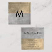 モノグラム洗練されたセピア灰色のカラーブロック スクエア名刺 (正面/裏面)