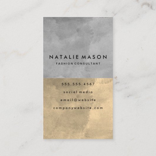 モノグラム洗練されたセピア灰色のカラーブロック 名刺 (裏面)