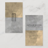 モノグラム洗練されたセピア灰色のカラーブロック 名刺 (正面/裏面)
