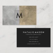 モノグラム洗練されたセピア灰色のカラーブロック 名刺 (正面/裏面)
