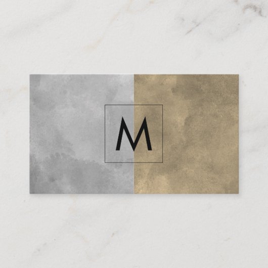 モノグラム洗練されたセピア灰色のカラーブロック 名刺 (正面)