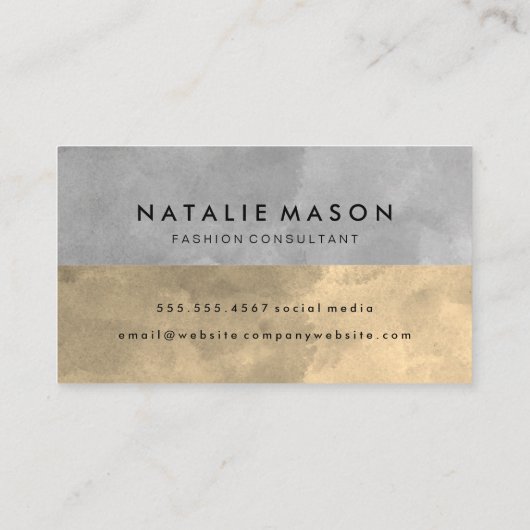 モノグラム洗練されたセピア灰色のカラーブロック 名刺 (裏面)