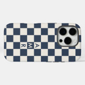 モノグラム海軍ブルークリームパタ市松模様にーン Case-Mate iPhoneケース (裏面 (横))