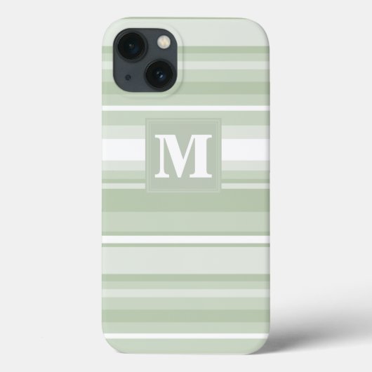 モノグラム淡い緑のストライプのケースメイトiPhoneケース Case-Mate iPhoneケース (裏面)