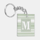 モノグラム淡い色のグのグストライプリーン キーホルダー (正面左)
