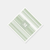 モノグラム淡い色のグのグストライプリーン スタンダードカクテルナプキン (角)