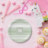 モノグラム淡い色のグのグストライプリーン ペーパープレート (パーティー)