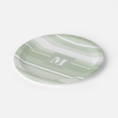 モノグラム淡い色のグのグストライプリーン ペーパープレート (アングル)