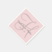 モノグラム淡い色のピスタイリッシュンク結婚の紙ナプキンス スタンダードカクテルナプキン (角)
