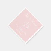 モノグラム淡い色のピンククラス相補カラーナップ スタンダードカクテルナプキン (角)
